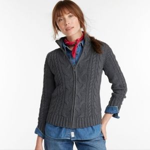 L.L.Bean Women's Double L Mixed-Cable Sweater, Zip-Front Cardigan